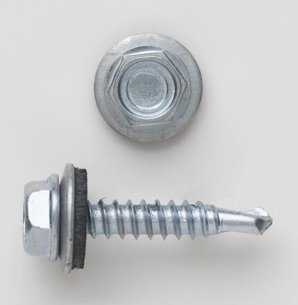 14X3HTNWJ 1/4 (3/8 HEX) X 3 HEX WASHER HEAD UNSLOT TYPE 3 SELF DRILL SCREW WITH EDPM BONDED WASHER ZINC PLATED